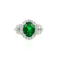 1.59 Ct. Emerald Natural Diamond Three Stone Ring, 18K White Gold Video