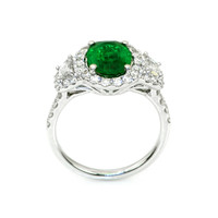 1.59 Ct. Emerald Natural Diamond Three Stone Ring, 18K White Gold Image