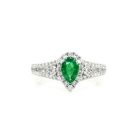 0.65 Ct. Emerald Natural Diamond Pave Ring, 18K White Gold Video