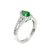 0.65 Ct. Emerald Natural Diamond Pave Ring, 18K White Gold Image