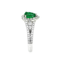 0.65 Ct. Emerald Natural Diamond Pave Ring, 18K White Gold Image