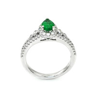 0.65 Ct. Emerald Natural Diamond Pave Ring, 18K White Gold Image