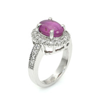 4.19 Ct. Ruby Natural Diamond Pave Ring, 14K White Gold Image