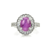 3.55 Ct. Spinel Natural Diamond Pave Ring, 18K White Gold Video