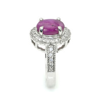 3.55 Ct. Spinel Natural Diamond Pave Ring, 18K White Gold Image