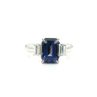 3.96 Ct. Spinel Natural Diamond Three Stone Ring, 18K White Gold Video