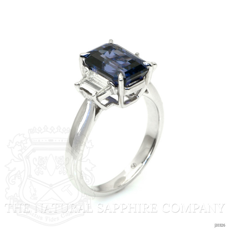 3.96 Ct. Spinel Natural Diamond Three Stone Ring, 18K White Gold