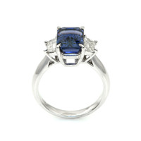 3.96 Ct. Spinel Natural Diamond Three Stone Ring, 18K White Gold Image