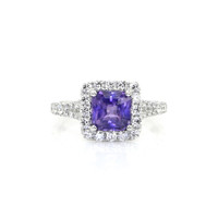 2.17 Ct. Violet Sapphire and Natural Diamond Pave Ring, 18K White Gold Video