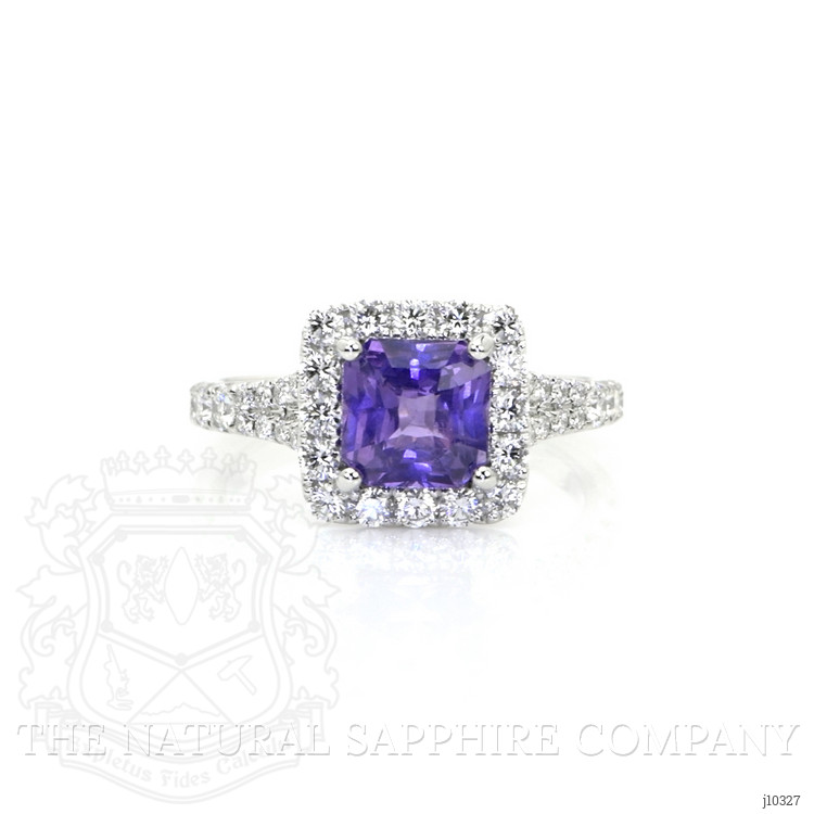 2.17 Ct. Violet Sapphire and Natural Diamond Pave Ring, 18K White Gold