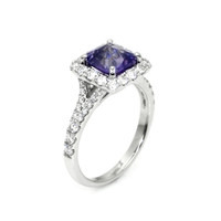 2.17 Ct. Violet Sapphire and Natural Diamond Pave Ring, 18K White Gold Image
