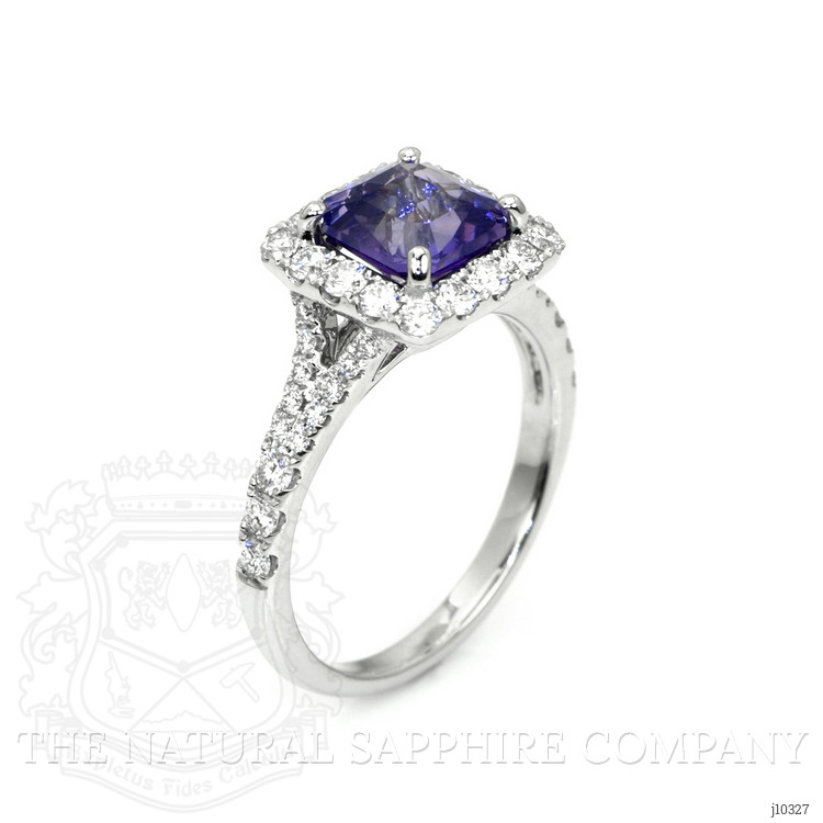 2.17 Ct. Violet Sapphire and Natural Diamond Pave Ring, 18K White Gold