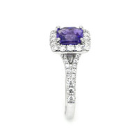 2.17 Ct. Violet Sapphire and Natural Diamond Pave Ring, 18K White Gold Image