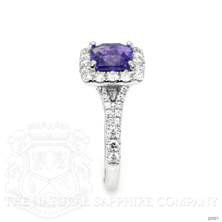 2.17 Ct. Violet Sapphire and Natural Diamond Pave Ring, 18K White Gold