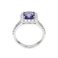 2.17 Ct. Violet Sapphire and Natural Diamond Pave Ring, 18K White Gold Image