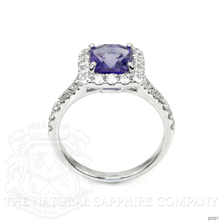 2.17 Ct. Violet Sapphire and Natural Diamond Pave Ring, 18K White Gold