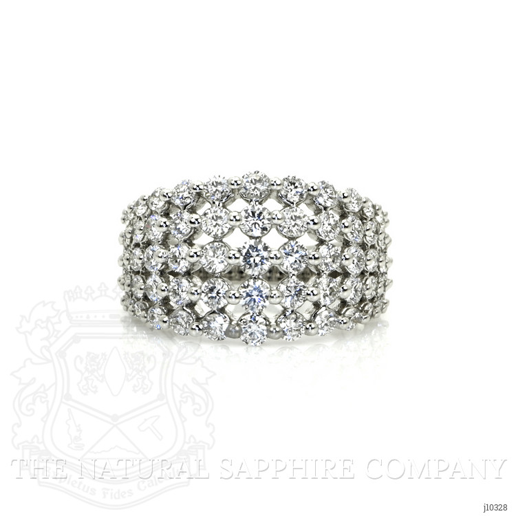 2.09 Ct. Natural Diamond Pave Ring, 18K White Gold