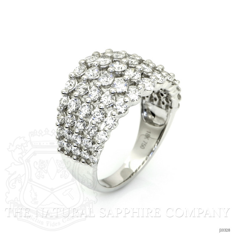 2.09 Ct. Natural Diamond Pave Ring, 18K White Gold