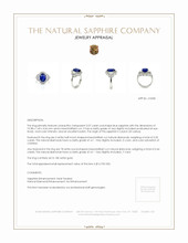 3.07 Ct. Blue Sapphire and Natural Diamond Three Stone Ring, 18K White Gold Appraisal