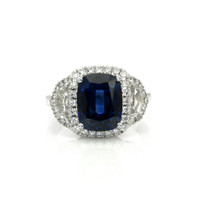 5.74 Ct. Blue Sapphire and Natural Diamond Three Stone Ring, Platinum 950 Video