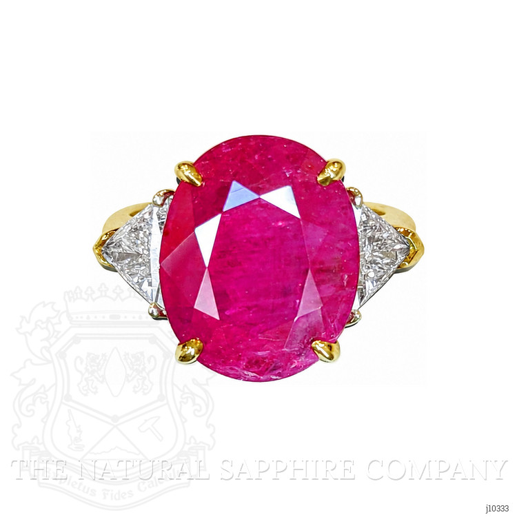 8.79 Ct. Pinkish Red Ruby and Natural Diamond Accent Stones Ring, 18K Yellow Gold