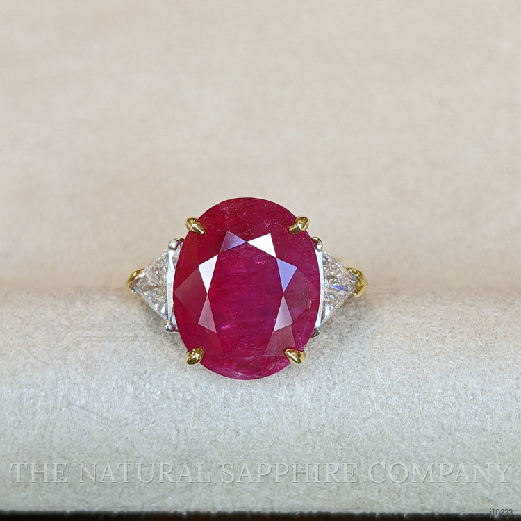 8.79 Ct. Ruby Natural Diamond Accent Stones Ring, 18K Yellow Gold