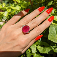 8.79 Ct. Ruby Natural Diamond Accent Stones Ring, 18K Yellow Gold Life Style