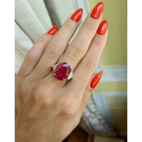 8.79 Ct. Ruby Natural Diamond Accent Stones Ring, 18K Yellow Gold Life Style
