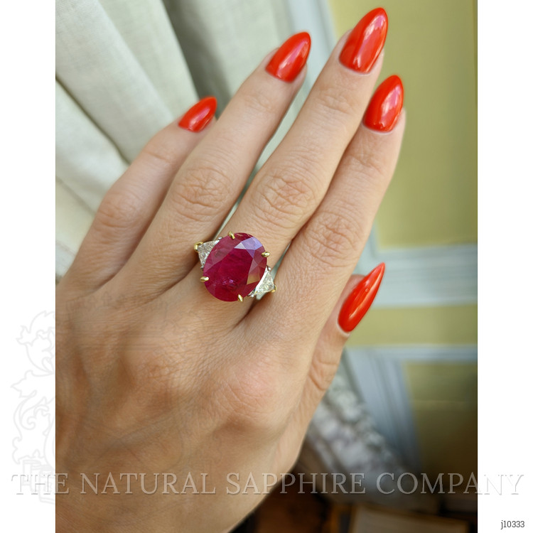 8.79 Ct. Ruby Natural Diamond Accent Stones Ring, 18K Yellow Gold