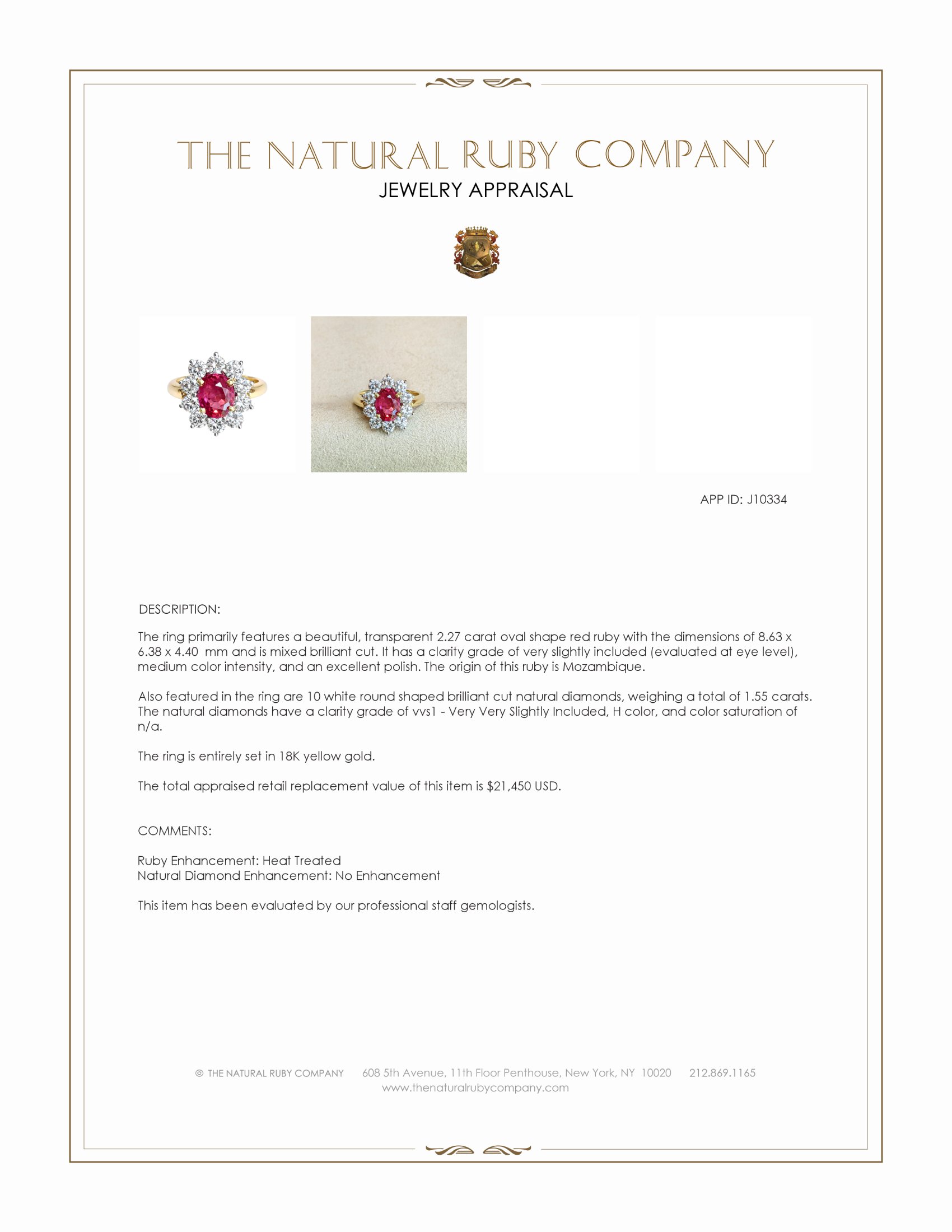 2.27 Ct. Ruby and Natural Diamond Halo Ring, 18K Yellow Gold