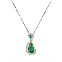 2.77 Ct. Emerald Natural Diamond Pave Pendant, 18K White Gold Video