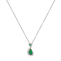 2.77 Ct. Emerald Natural Diamond Pave Pendant, 18K White Gold Image