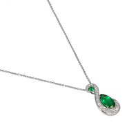 2.77 Ct. Emerald Natural Diamond Pave Pendant, 18K White Gold Image