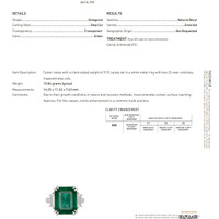 9.33 Ct. Emerald Natural Diamond Three Stone Ring, Platinum 950 Scan Report