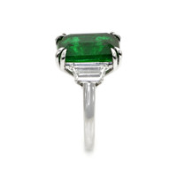 9.33 Ct. Emerald Natural Diamond Three Stone Ring, Platinum 950 Image