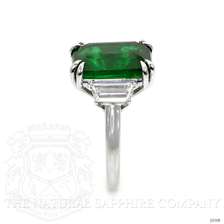 9.33 Ct. Emerald Natural Diamond Three Stone Ring, Platinum 950
