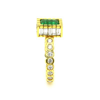 0.98 Ct. Emerald Natural Diamond Bezel Ring, 18K Yellow Gold Image