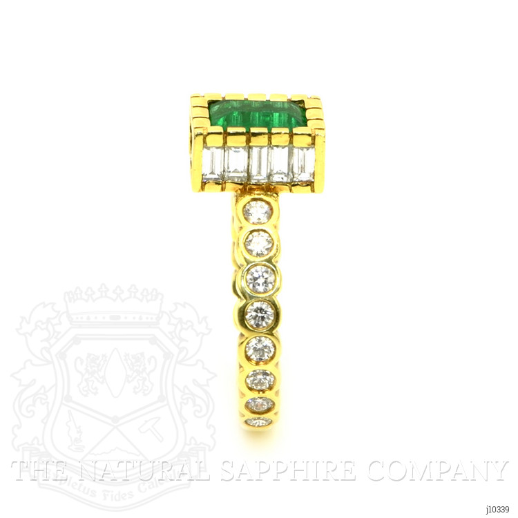 0.98 Ct. Emerald Natural Diamond Bezel Ring, 18K Yellow Gold