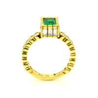 0.98 Ct. Emerald Natural Diamond Bezel Ring, 18K Yellow Gold Image
