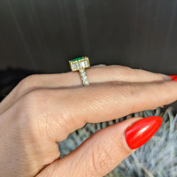 0.98 Ct. Emerald Natural Diamond Bezel Ring, 18K Yellow Gold Life Style