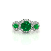 1.64 Ct. Emerald Emerald Three Stone Ring, 18K White Gold Video