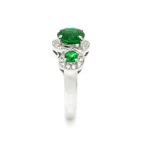 1.64 Ct. Emerald Emerald Three Stone Ring, 18K White Gold Image