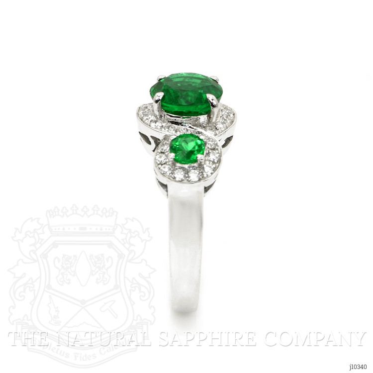 1.64 Ct. Emerald Emerald Three Stone Ring, 18K White Gold