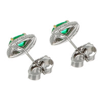 1.12 Ct.Tw. Emerald Natural Diamond Pave Earrings, 18K White & Yellow Image