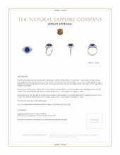 3.64 Ct. Blue Sapphire and Natural Diamond Three Stone Ring, 18K White Gold Appraisal