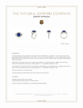 3.64 Ct. Blue Sapphire and Natural Diamond Three Stone Ring, 18K White Gold Appraisal