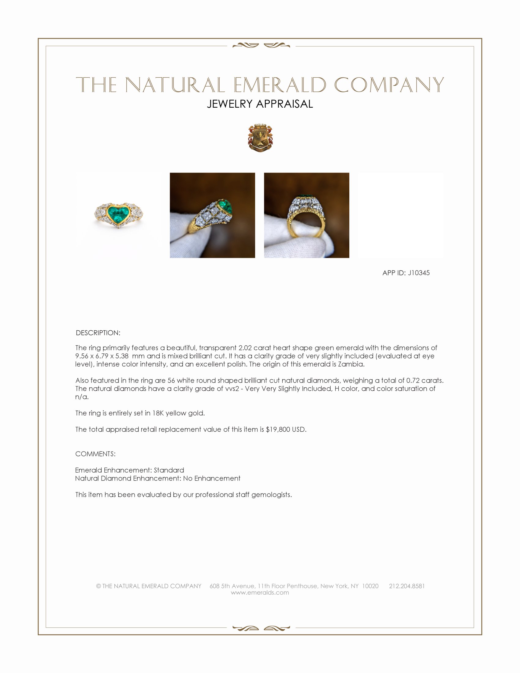 2.02 Ct. Emerald and Natural Diamond Antique Style Ring, 18K Yellow Gold