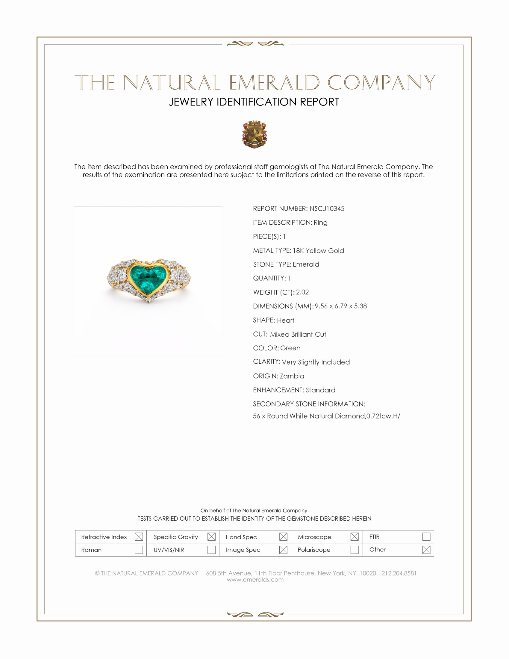 2.02 Ct. Emerald and Natural Diamond Antique Style Ring, 18K Yellow Gold
