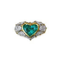 2.02 Ct. Emerald Natural Diamond Antique Style Ring, 18K Yellow Gold Image