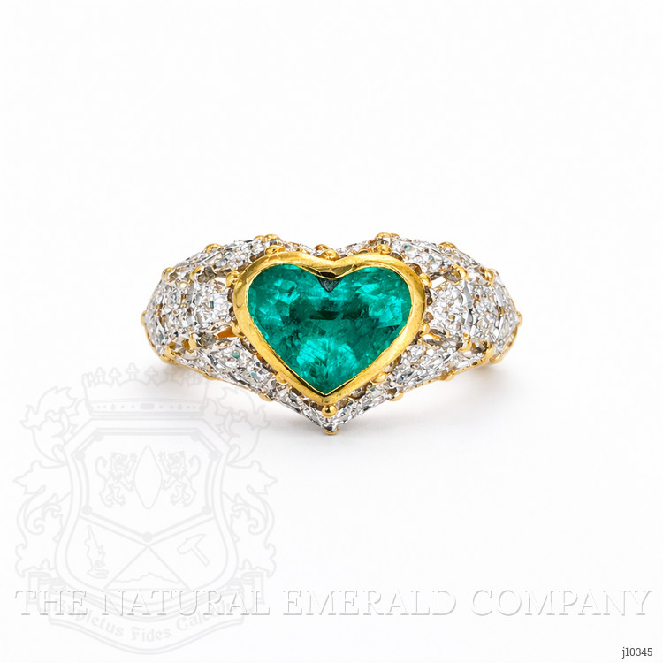 2.02 Ct. Emerald and Natural Diamond Antique Style Ring, 18K Yellow Gold